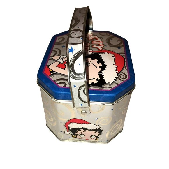 RARE BETTY BOOP TIN PURSE BOX BETTY DRESSED LIKE MRS CLAUS MINI W/ HANDLE CLEAN - Picture 4 of 6